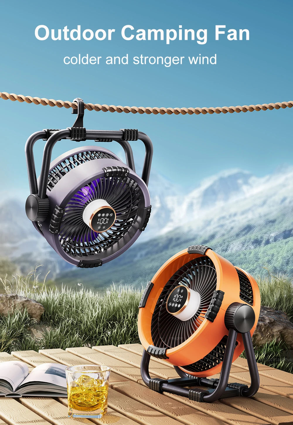 Portable Camping Fan – 20000mAh Rechargeable LED Tent Light for Outdoor Travel