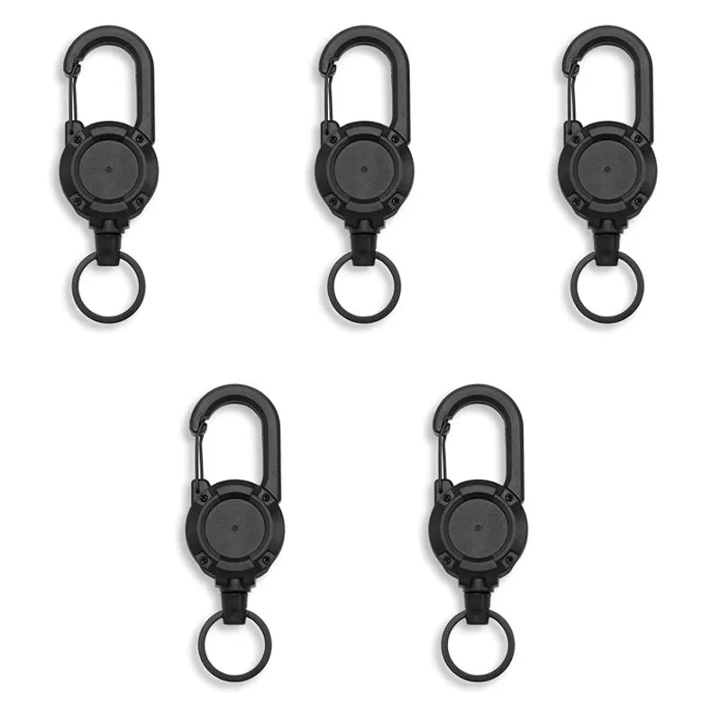 Retractable Steel Wire Carabiner – Heavy Duty Keychain for Outdoor Gear