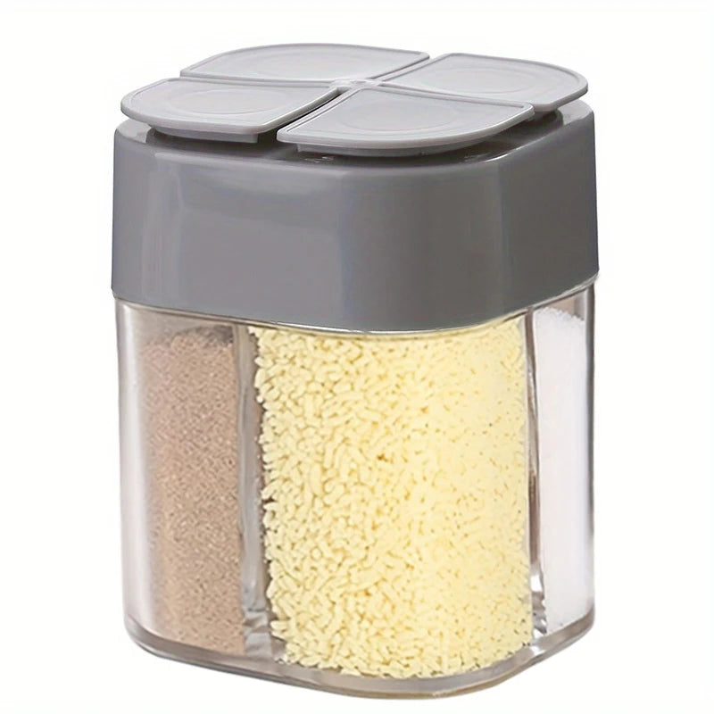 4-in-1 Camping Seasoning Shaker – Multi-Compartment Spice Jar for Outdoor BBQ