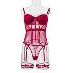 Mesh Lingerie Bodysuit Set – Backless Lace 3 Piece Lingerie for Women