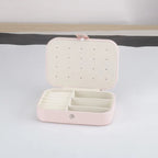 Leather Double Jewelry Box – Zippered Grid Organizer for Travel Storage