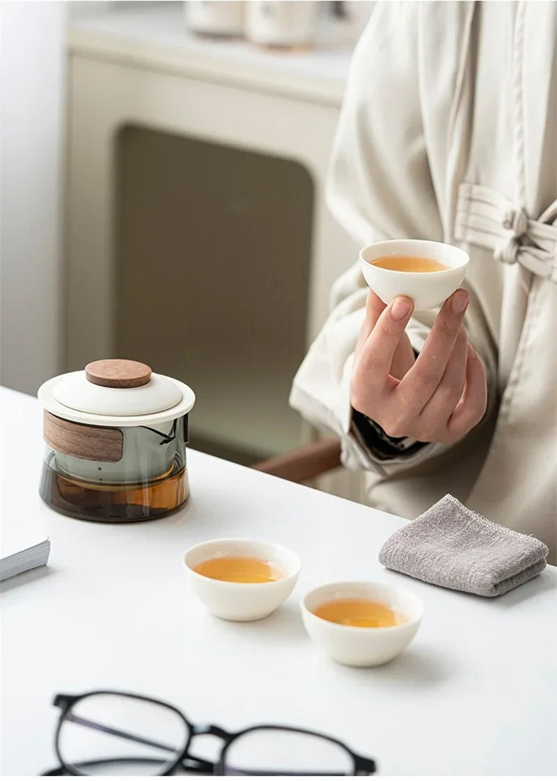 Portable Travel Tea Set – Ceramic Teapot and Cups for Camping