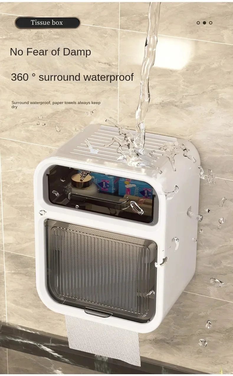 Wall Mounted Toilet Paper Holder – Double Layer Storage for Bathroom Organization