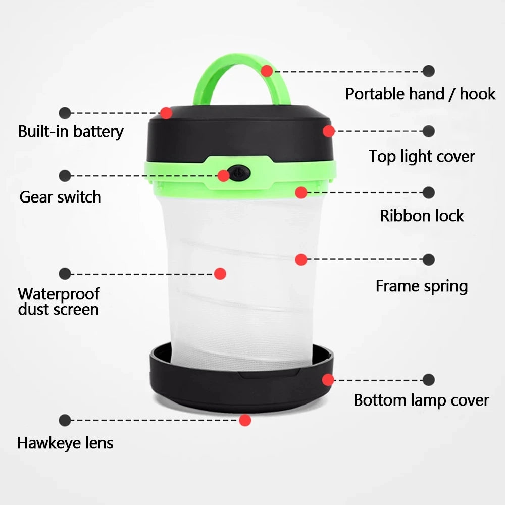 Telescopic LED Camping Lantern – Foldable Portable Light for Outdoor Emergency