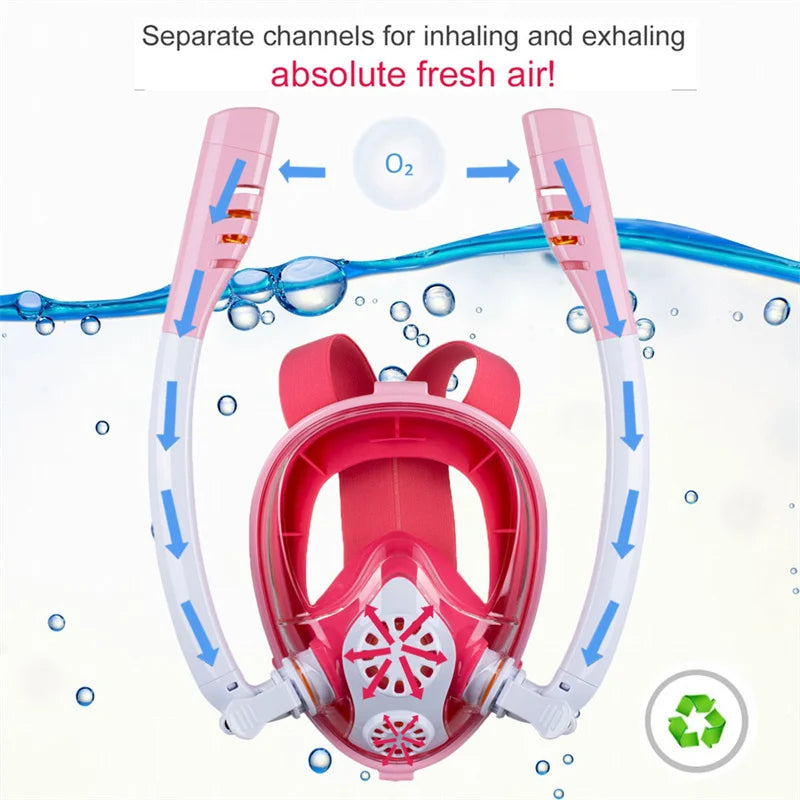 Full Face Snorkeling Mask – Silicone Anti-Fog Diving Gear for Underwater Swimming