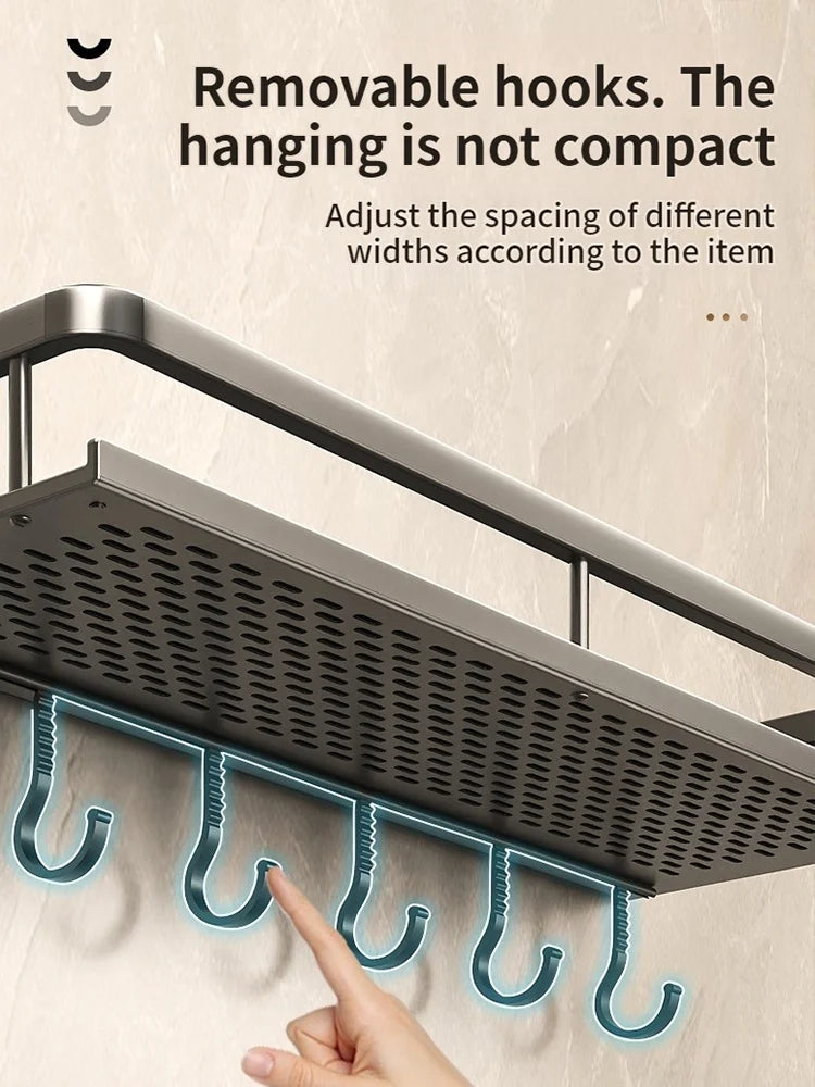 Aluminum Bathroom Shelf – Wall Mounted Storage Rack for Kitchen and Shower