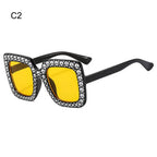Rhinestone Square Sunglasses – UV400 Kids Eyewear for Outdoor Sun Protection