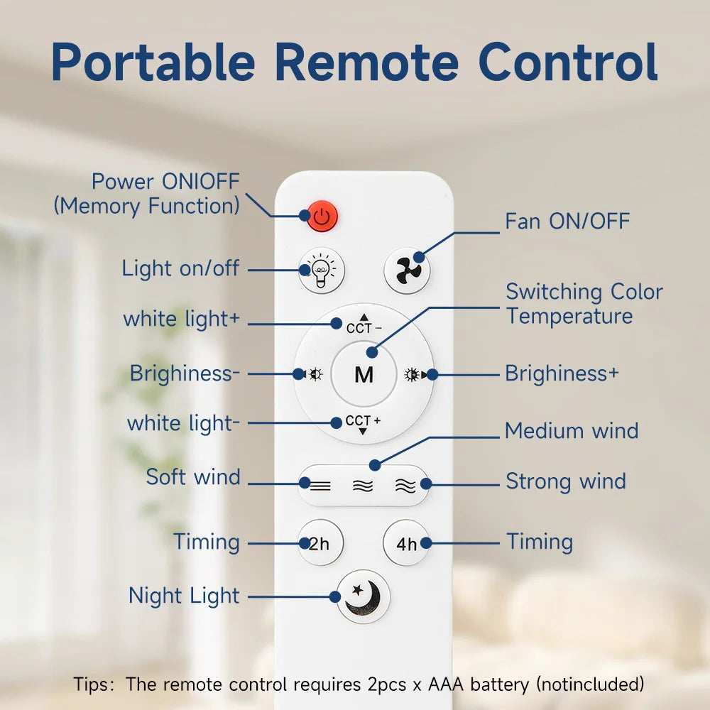 Silent Ceiling Fan Light – Remote Controlled E27 Lamp for Bedroom Living Room