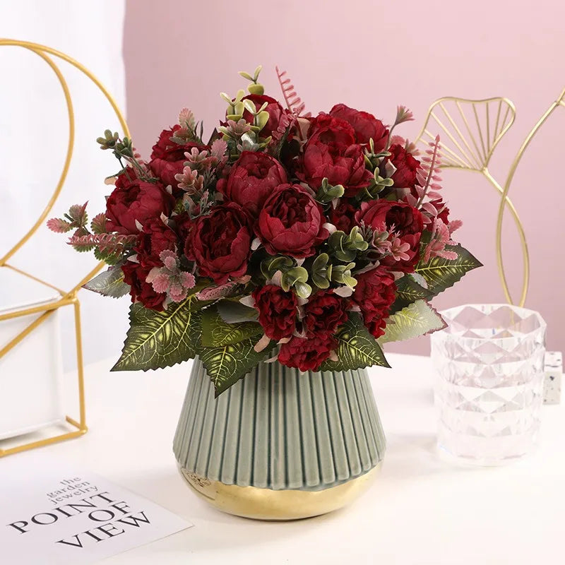 Artificial Peony Flower Bundle – Silk Floral Arrangement for Wedding Decor