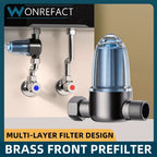 Stainless Steel Water Filter – Detachable Brass Prefilter for Bathroom Plumbing
