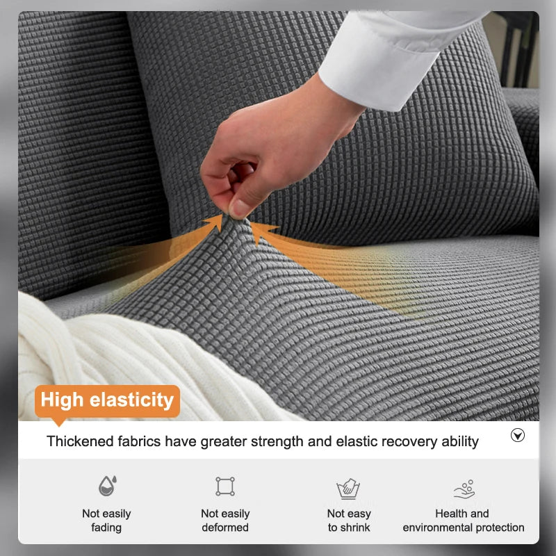 Jacquard Stretch Sofa Cover – Elastic Slipcover for L Shape and Standard Couches