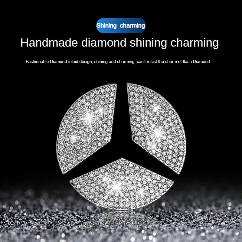 Crystal Steering Wheel Emblem – Diamond Sticker for Mercedes Benz Accessories