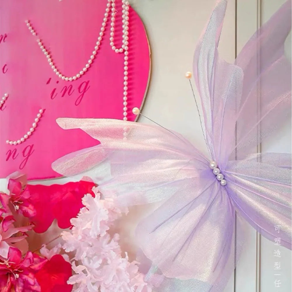 Large 3D Gauze Butterfly Decoration – Hollow Hanging Display for Weddings
