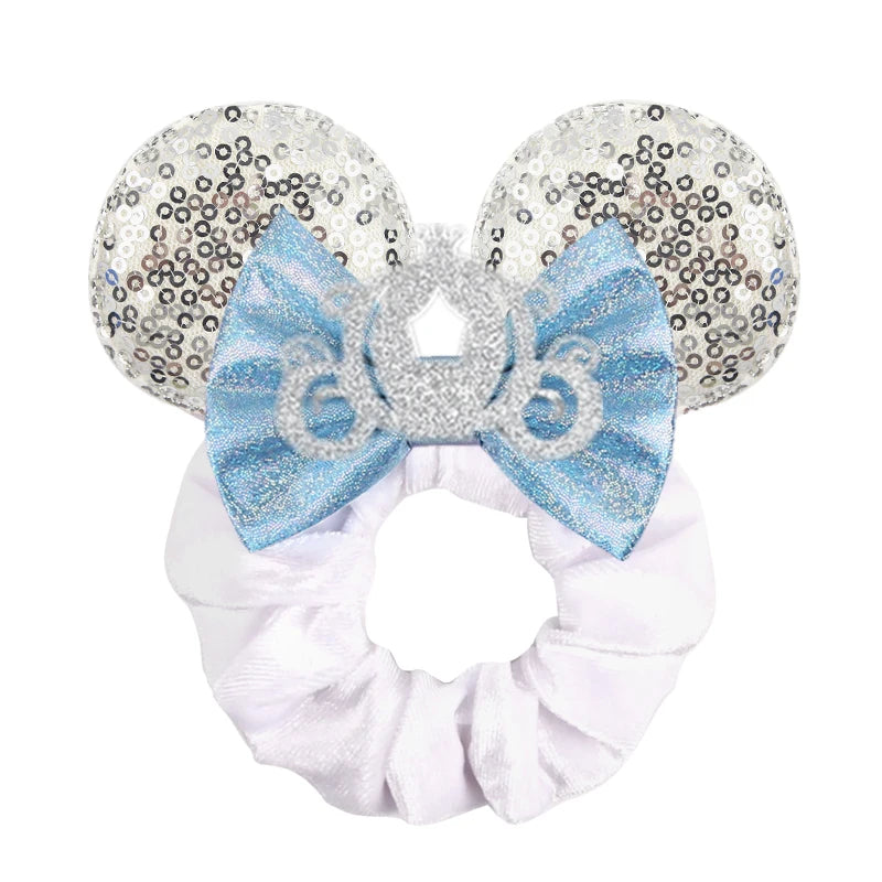 Velvet Sequin Mouse Ear Scrunchies – Elastic Hair Accessories for Kids Party