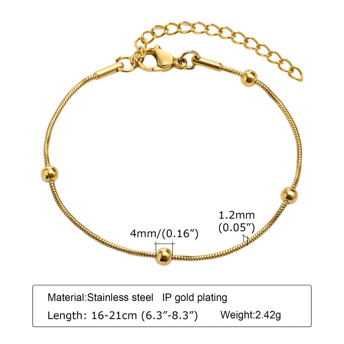 Gold Herringbone Chain Bracelet – Waterproof Stainless Steel for Women