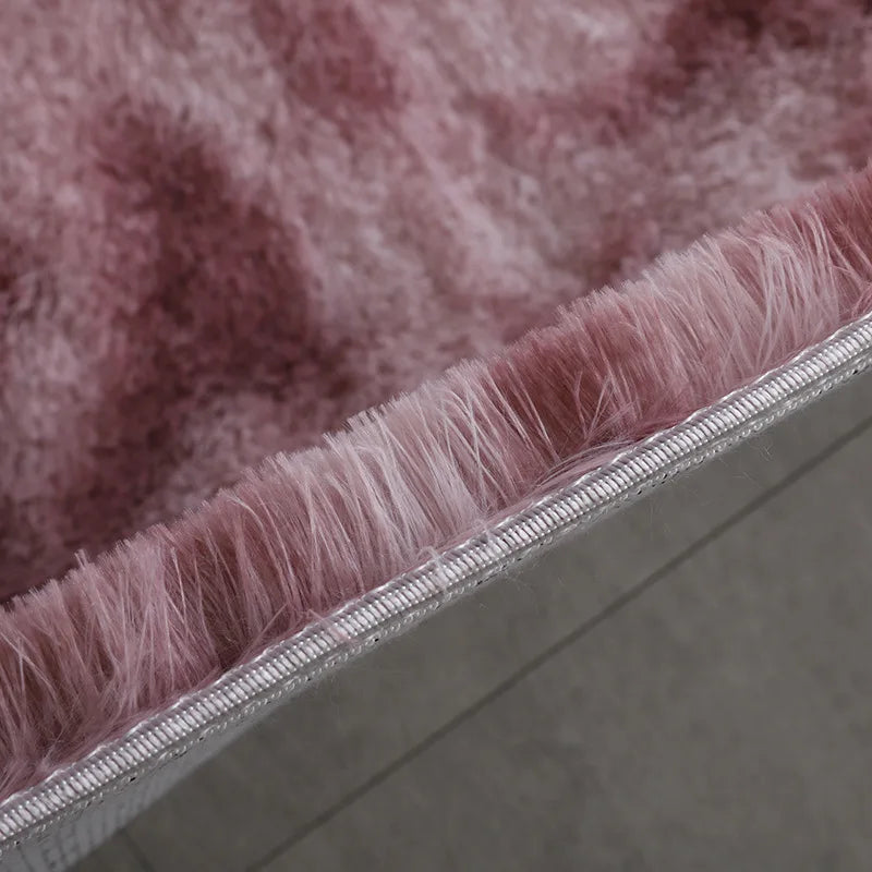 Plush Gray Area Rug – Fluffy Anti-Slip Velvet Carpet for Living Room Decor