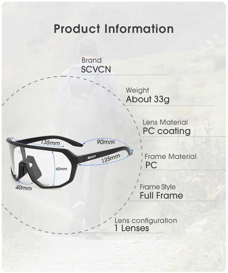 Photochromic Cycling Sunglasses – UV400 Protective Eyewear for MTB Sports