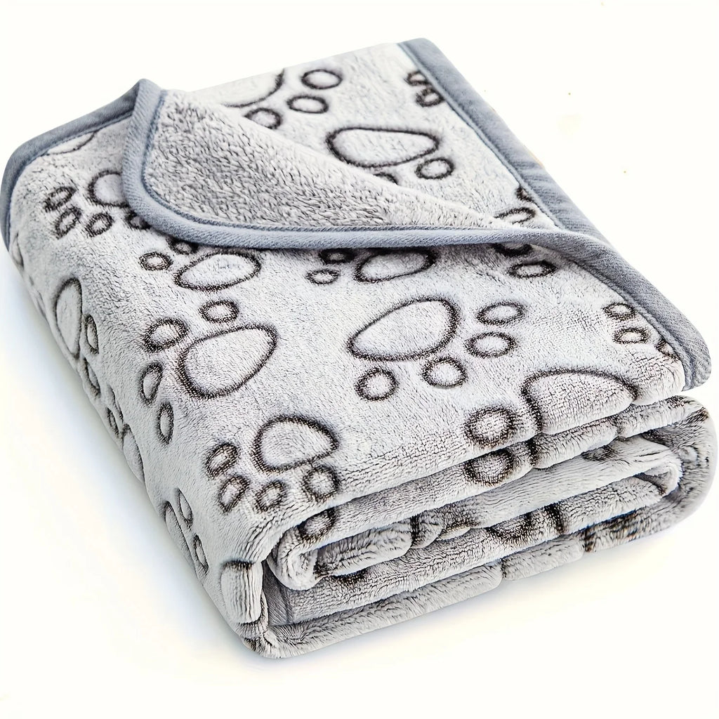 Ultra-Soft Paw Print Dog Blanket – Cozy Fleece Mat for Pets