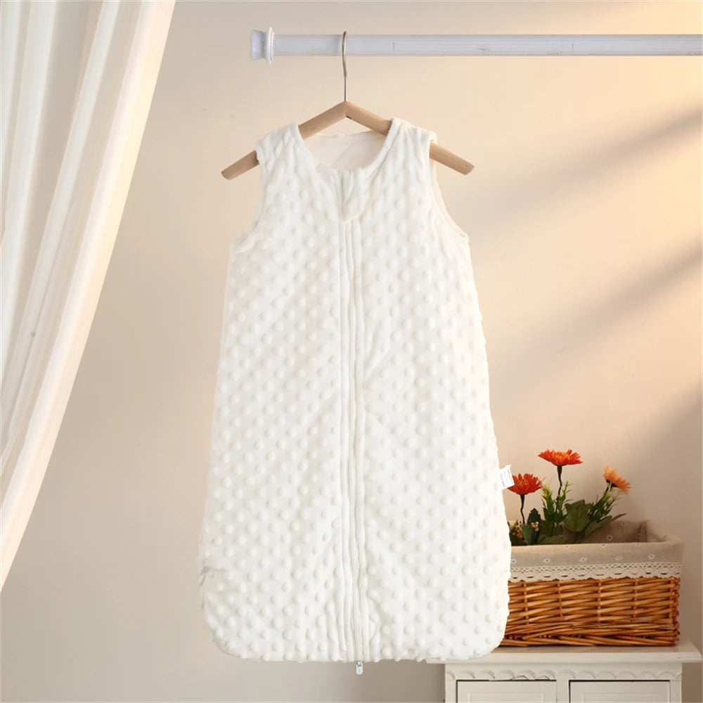 Velvet Baby Sleeping Bag – Sleeveless Anti-kick Quilt for Autumn Winter