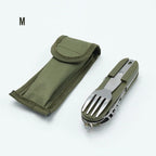 Stainless Steel Folding Camping Cutlery – Portable Utensils for Outdoor Hiking