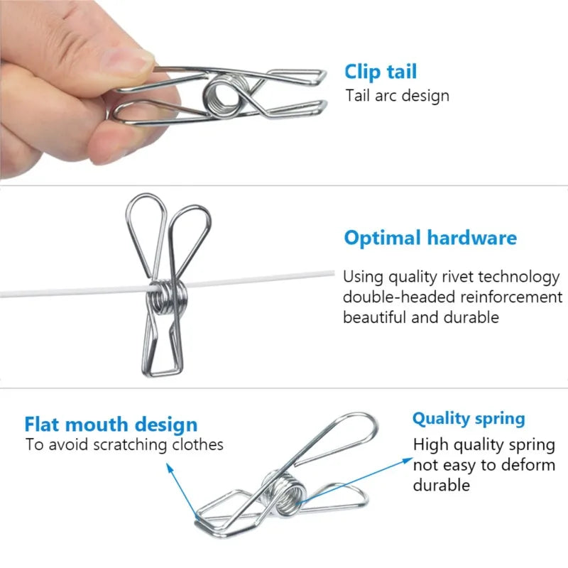 Stainless Steel Clothespins – Heavy Duty Metal Pegs for Laundry Drying