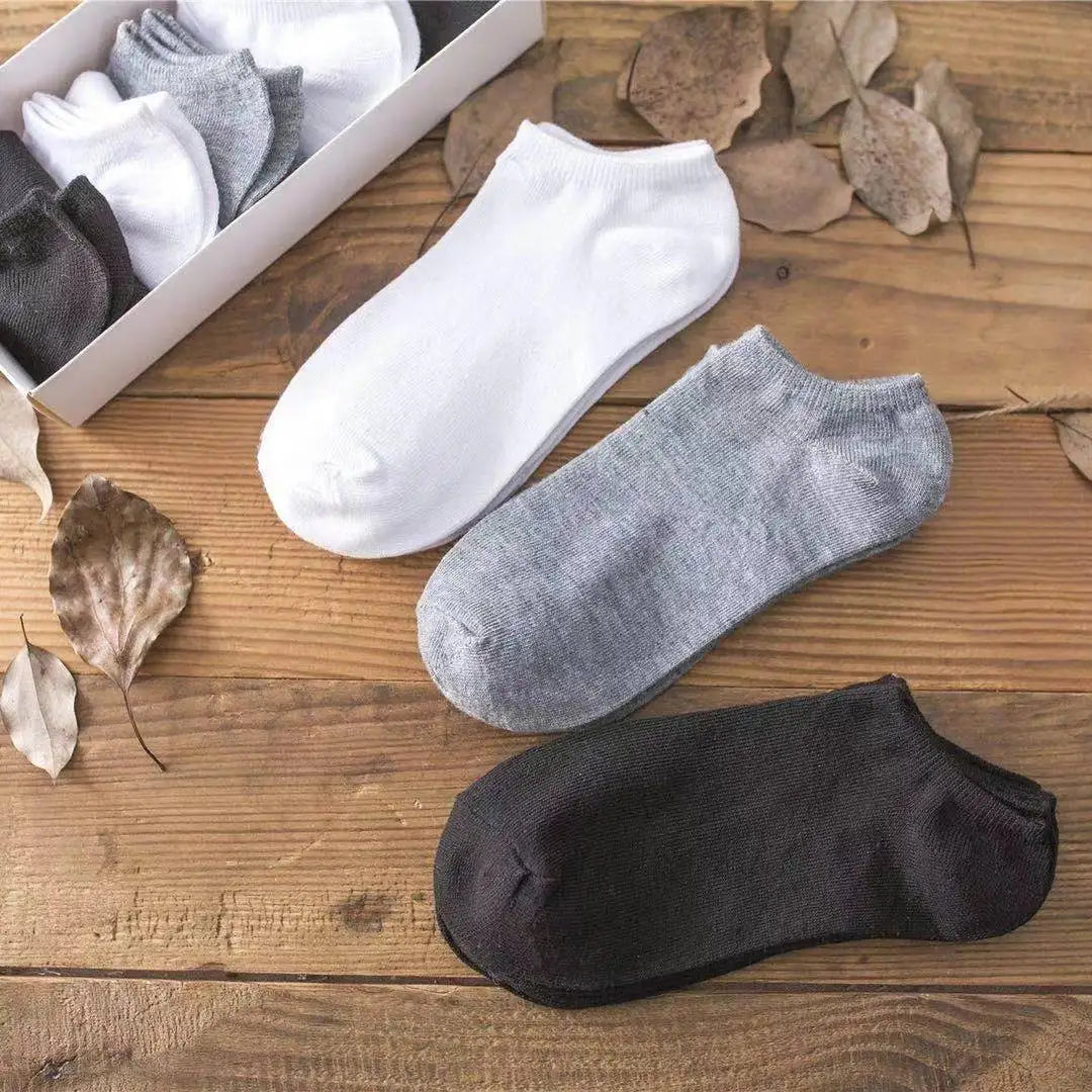 Cotton Ankle Socks – Breathable Solid Color Footwear for Sports and Gym