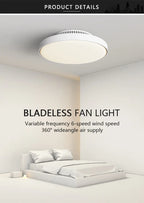 Bladeless Ceiling Fan Light – 6-Speed Remote Dimmable Fixture for Home Decor