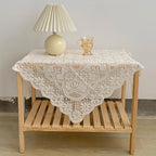 Embroidered Lace Tablecloth – Vintage White Floral Cover for Wedding Party