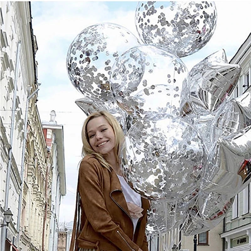 Gold Glitter Confetti Latex Balloons – 12 Inch Decor for Wedding Birthday Party
