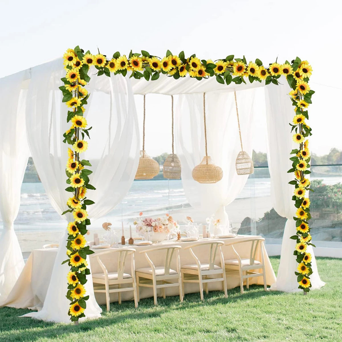 Artificial Sunflower Vine – Silk Garland for Wedding Home Garden Decor