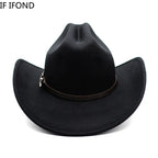 Vintage Wide Brim Cowboy Hat – Leather Western Style for Men and Women