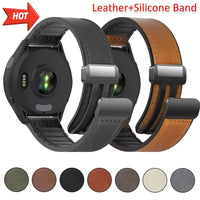 Magnetic Hybrid Watch Band – Leather and Silicone Strap for Garmin Sport