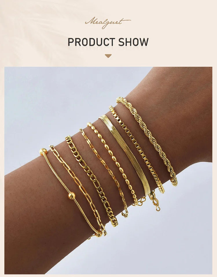 Gold Herringbone Chain Bracelet – Waterproof Stainless Steel for Women