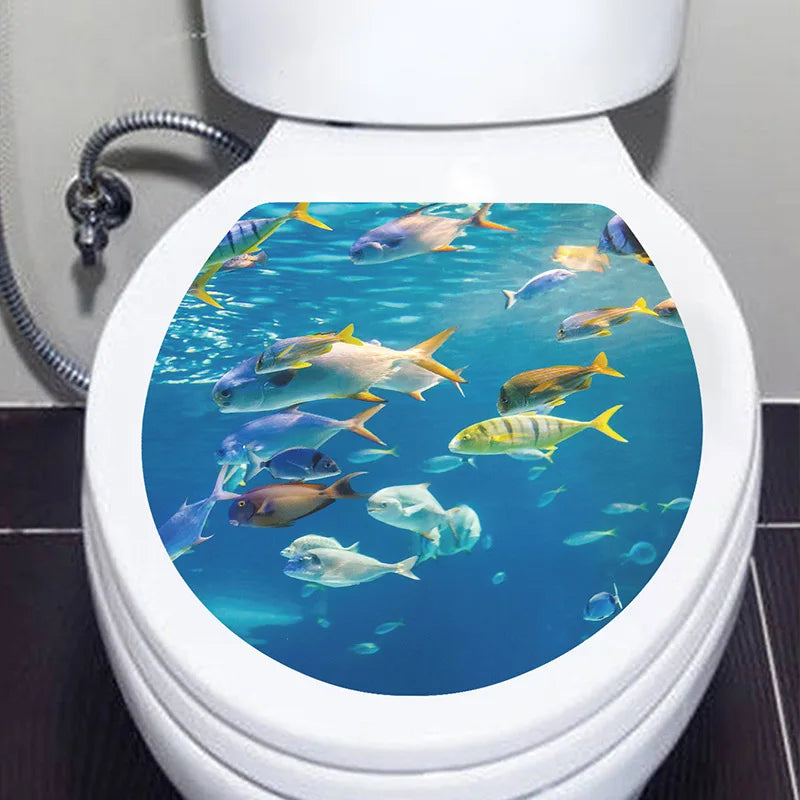 Decorative Toilet Seat Decal – Underwater Sea Shell Art for Bathroom Decor