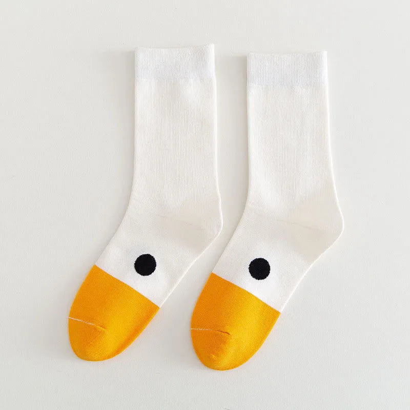 Cartoon Duck Mid-Tube Socks – Cute Animal Crew Socks for Kids