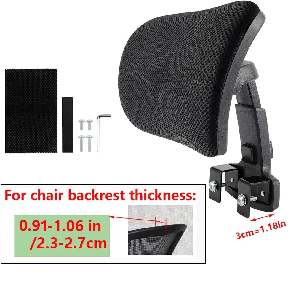 Adjustable Fabric Office Chair Headrest – Ergonomic Neck Support for Work
