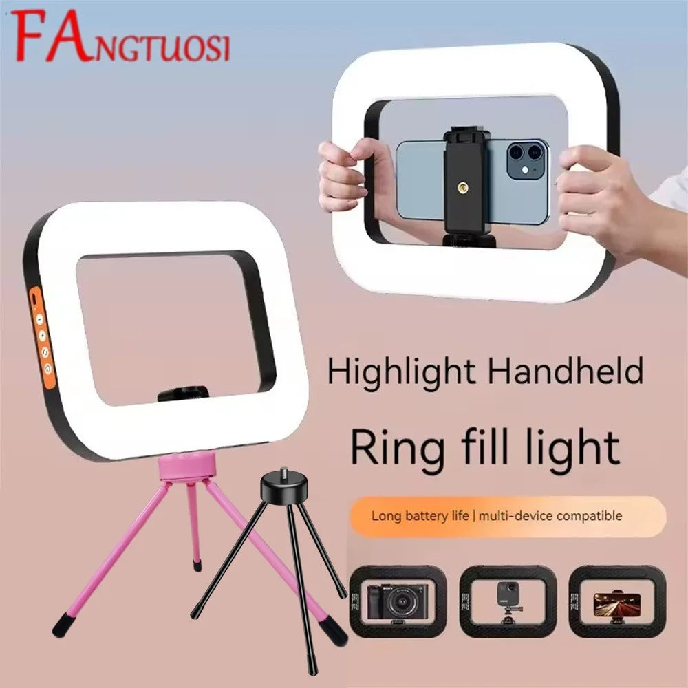 Handheld Ring LED Fill Light – Portable Rechargeable Lamp for Phone Photography