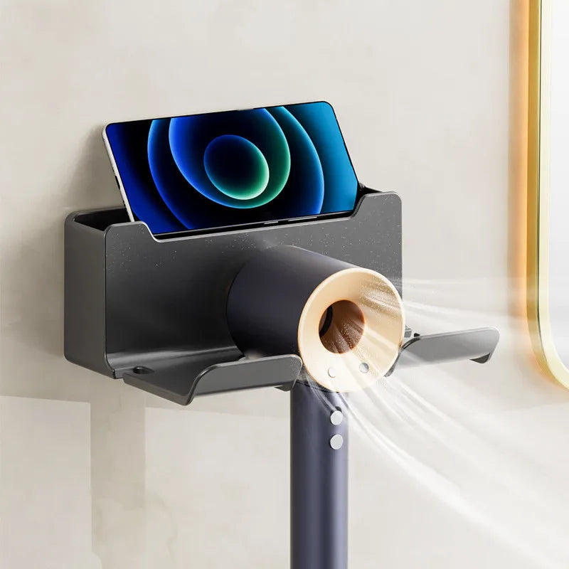 Bathroom Wall Organizer – Hair Dryer Holder with Storage Baskets for Vanity