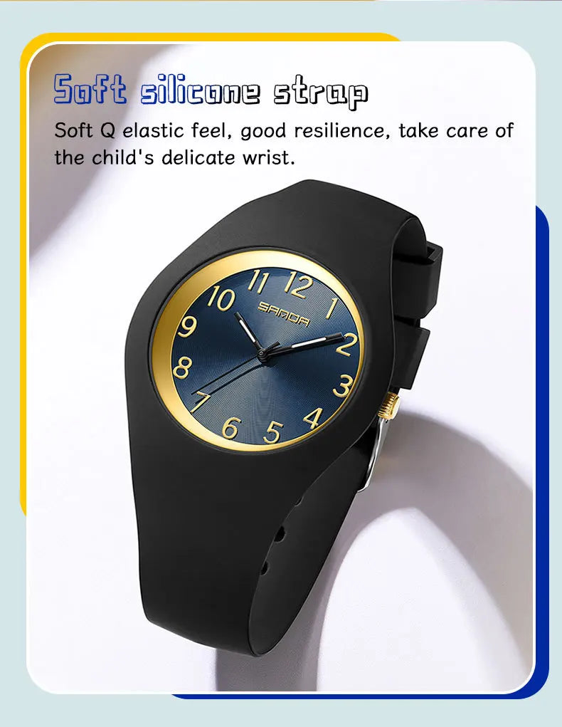 Silicone Quartz Wristwatch – Lightweight Sport Clock for Students