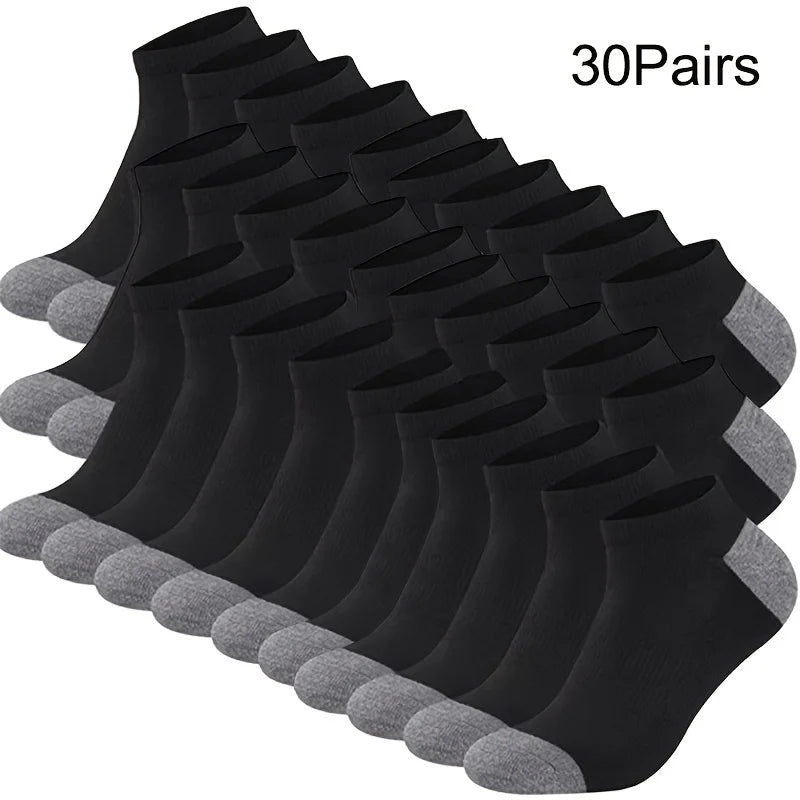 Color Block Boat Socks – Breathable Low Cut Ankle Socks for Men
