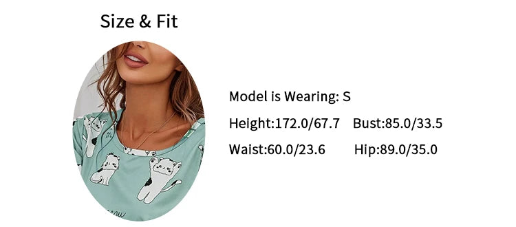 Women Cartoon Pajama Set – Short Sleeve Loungewear for Comfortable Sleep