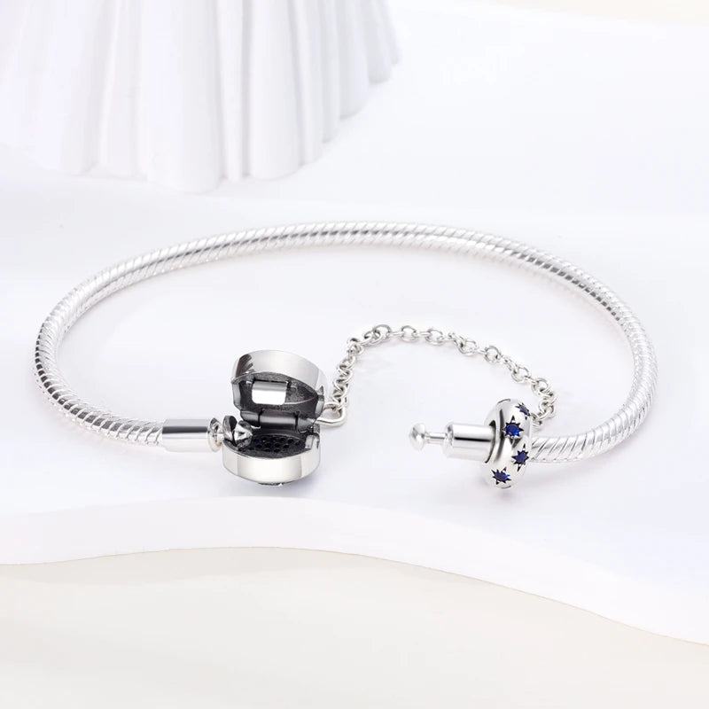 925 Sterling Silver Charm Bracelet – Adjustable Green Zircon for Birthday Gifts