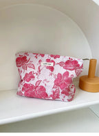 Floral Print Cosmetic Bag – Zippered Makeup Pouch for Travel Essentials