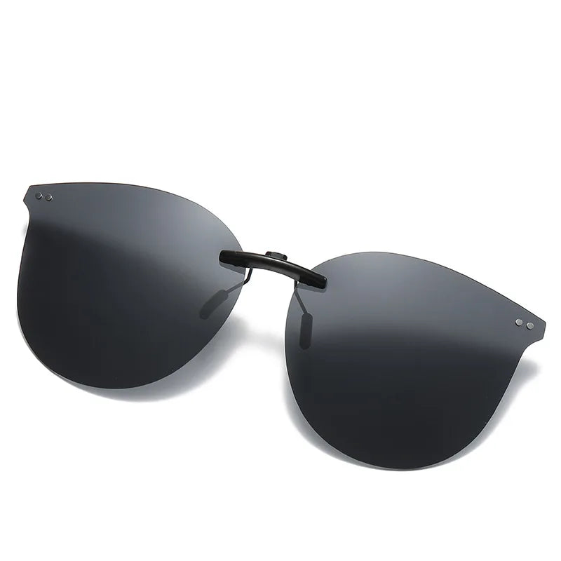 Polarized Flip-Up Square Sunglasses – Aluminum Clip-On for Myopia Glasses