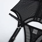 Mesh Lingerie Bodysuit Set – Backless Lace 3 Piece Lingerie for Women