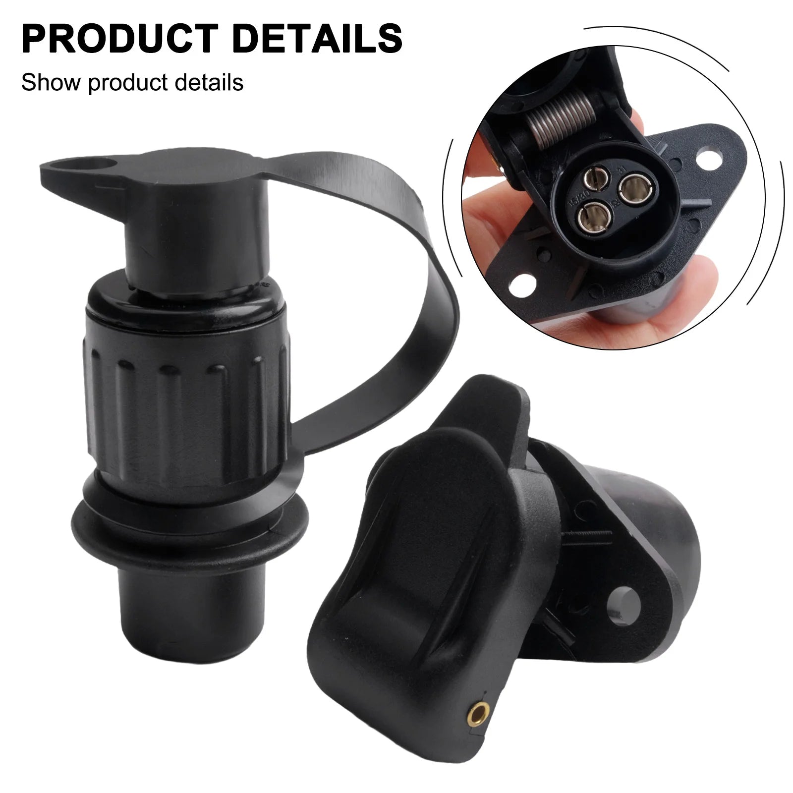 12V 3Pin Trailer Socket – Round Pole Connector for Caravans Trucks and Boats