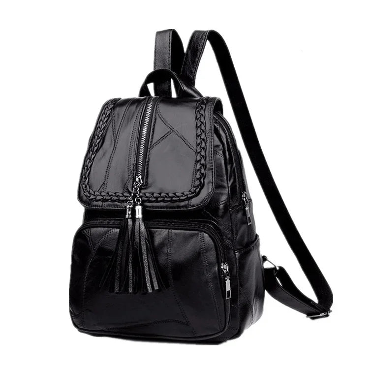 Leather Designer Backpack – Large Capacity Women’s Bag for Travel and School