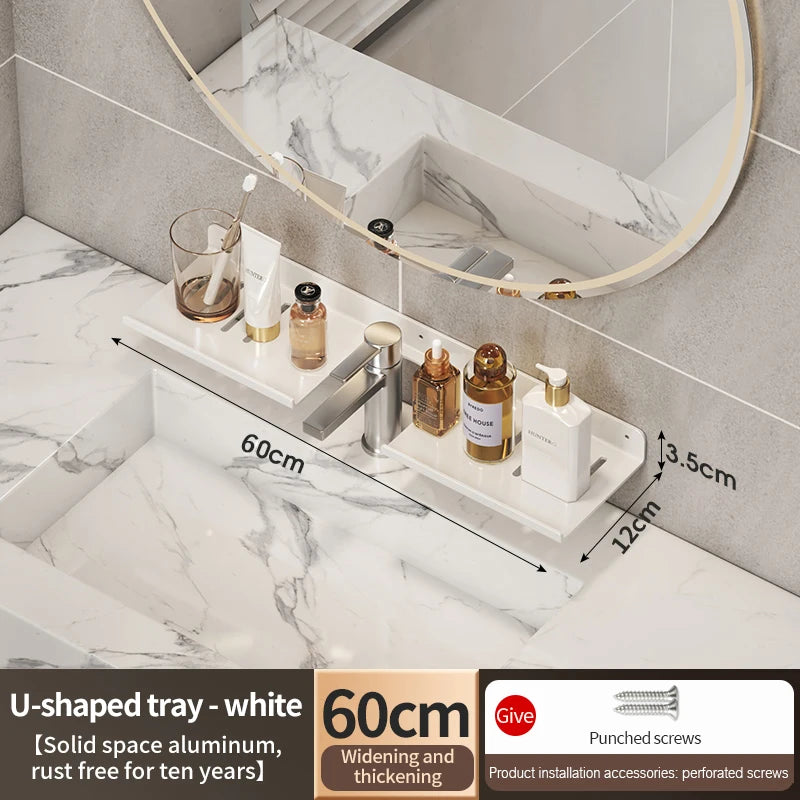 Aluminum Bathroom Wall Shelf – Punch-Free Storage for Kitchen and Toilet