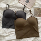 Women's Double Strap Crop Top – Slim Fit Solid Color Vest for Sport