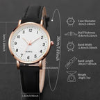 Arabic Dial Quartz Wristwatch – Leather Strap Casual Gift for Women